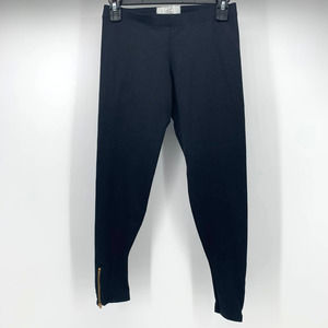 2877 Crop Legging Medium Womens Black Pull On Elastic Waist Ankle Zip Stretch